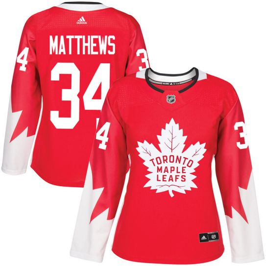 2017 NHL Toronto Maple Leafs women #34 Auston Matthews red jersey->women nhl jersey->Women Jersey